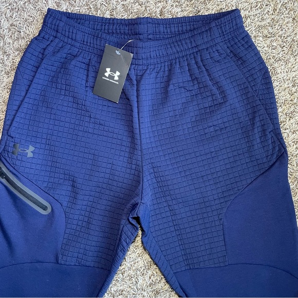 Under Armour UA Unstoppable Fleece Grid Joggers Mens Sz Medium Blue 1386544-410 - Picture 4 of 9